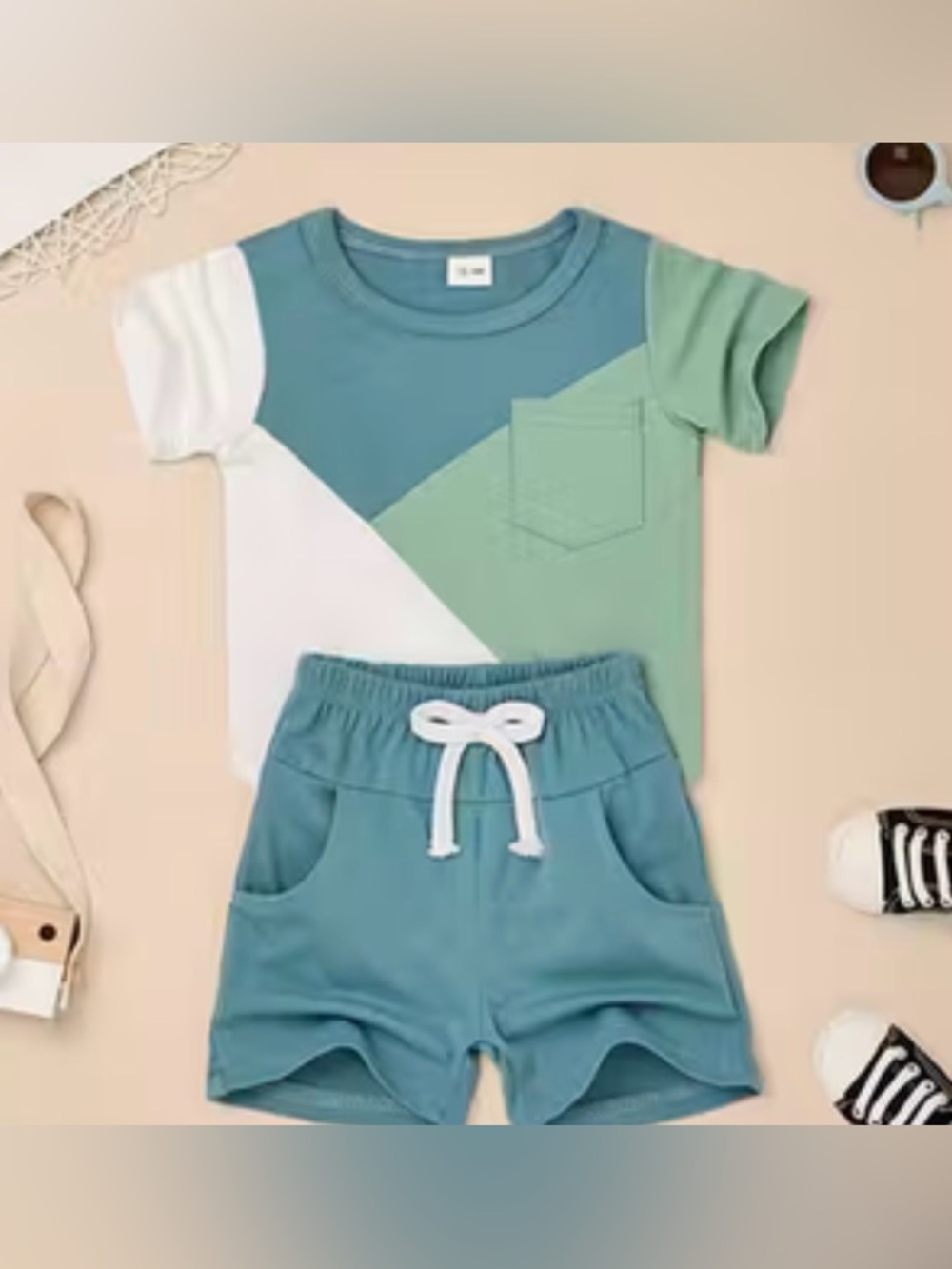 Green short sleeve shorts outfit toddler boy NWOT